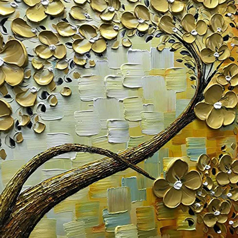 Golden Fortune Tree Hand-painted oil painting thick texture to the living room dining room bedroom wall decoration painting