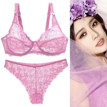 

Sexy Panties Bra set push up Lace Underwear breathable transparent thong set Sexy Underwear Ultra-thin Lingerie Set Women thong