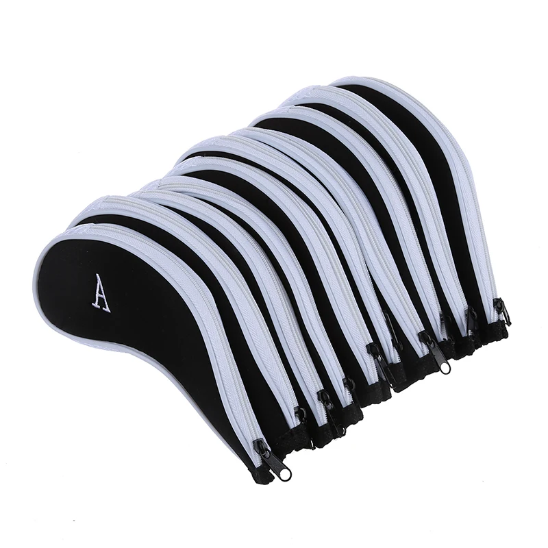 10 pcs Golf Club Iron Putter Head Cover HeadCovers Protect Set Fit for All Brands and Sizes Iron Golf Club Head White