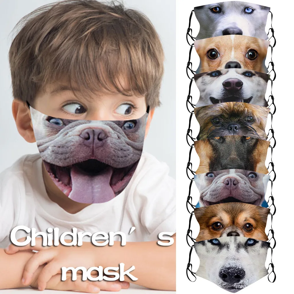 Face Mask Kids Boys Girls Washable Cartoon 3D Funny Dogs Animal Print Reusable Mascarillas Breathable Masks | Красота и здоровье