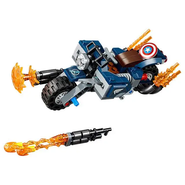 Строительный блок, Супер герои, оружие, Mjolnir Stormbreaker Infinity Gauntlet Stark Jet Drone Attack, фигурки для детей, игрушка - Цвет: Синий