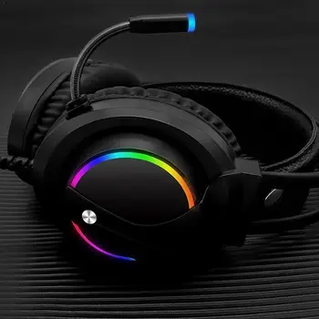 

Professional Led Light Gaming Headphones For Computer Bass Gamer Ear Headset Over Adjustable Stereo Wired Gifts Mic PS4 PC U3H7
