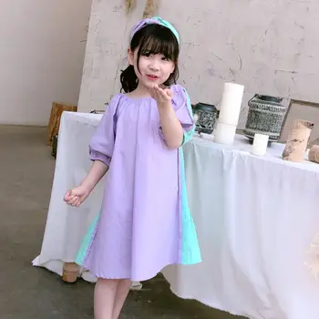 

Korean style loose stitching dress baby fashion casual spring summer cotton dress baby girls clothes