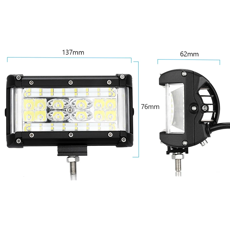 2 шт. 5 дюймов 72 Вт светодиодный рабочий светильник, комбинированный рабочий светильник с точечным наводнением для внедорожников, противотуманных фар для 4X4 грузовиков, квадроциклов, внедорожников, джипов, лодок