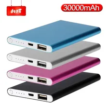 30000mah Power Bank Ultra-thin Portable Charger External Battery USB Mobile Power Powerbank Charger for Xiaomi Samsung IPhone