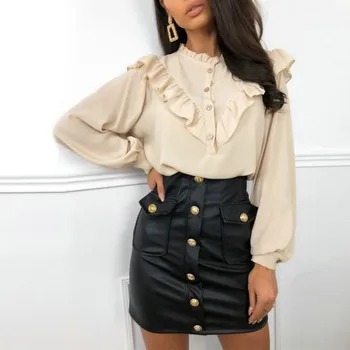 

2020 Sexy High Waist PU Leather Women Skirts Sashes Zipper Pencil Mini Skirt Spring White Black Skirt