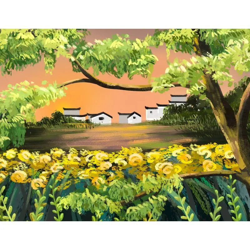 

GATYZTORY Green and Relax Village Landscape Oil Painting By Numbers For Adults DIY Artcraft Acrylic Paint Canvas For Home Decor