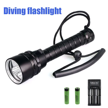 

IP68 Powerful Diving Flashlight Highest Waterproof Professional Diving Light with Anti-skid Rope Use 5 X Super Bright Lamp Beads
