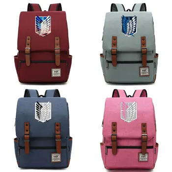 

2020 Fashion Anime Wings Attack Titan Buckle Children School bag Teenagers Student Schoolbags Women Bagpack Men Backpack