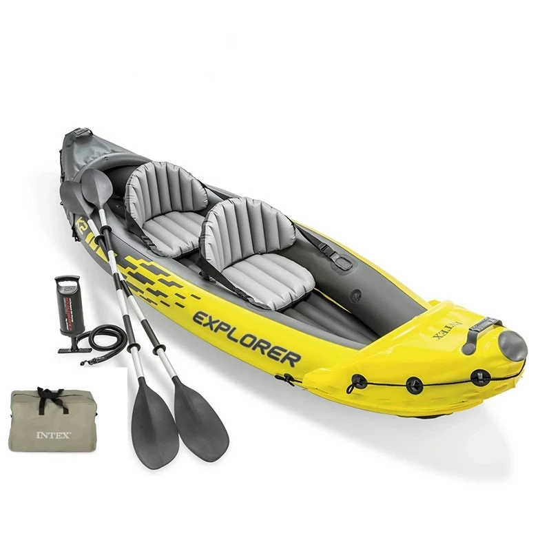 

Надувной каяк EXPLORER K2 для водных видов спорта, портативная рыболовная лодка, двухместная лодка из ПВХ, каяки, 2 сиденья, насос, весло