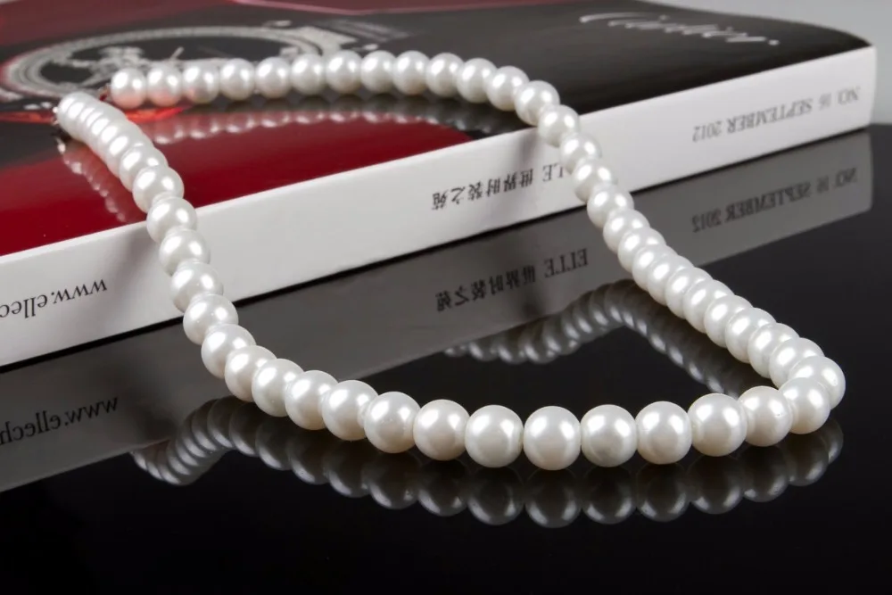Натуральный цепочками жемчужные Цепочки и ожерелья для Для женщин белый округлый Ювелирные изделия из жемчуга подарок