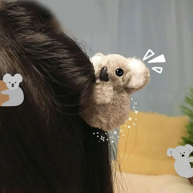 goody hair clips 1PC Cartoon 3D Plush Koala Hairpin Hair Clip Cute Hair Accessories for Women Cute Koala Catch Clip for Girls bow hair clip