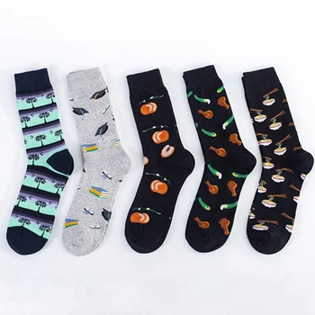

Men Socks Happy Delicious Food Print Colorful Socks Creative Pattern Noodles Funny Socks Harajuku Skateboard Dress Wedding Sox