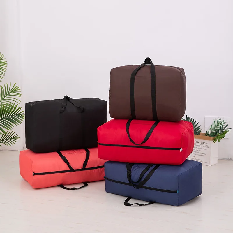 Portable Women Go Abroad Baggage Bag Large Capacity Oxford Waterproof 74L-112L Travel Bag Move House Storage Extra Large