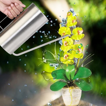 

1.5L Gardening Tools Home Bonsai Watering Can Stainless Steel Handle Plant Sprinkler Cylindrical Practical Irrigation Long Mouth