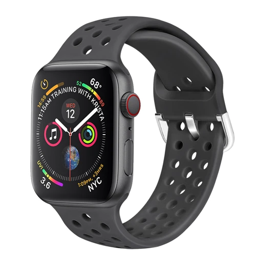 Силиконовый ремешок для apple watch 5 4 band 44 мм 40 мм iWatch 3 band 42 мм 38 мм спортивный браслет correa apple watch 4 3 2 1 Аксессуары - Цвет ремешка: Dark gray