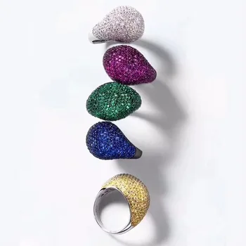 

designer fashion brand S925 sterling silver 3A cubic zirconia candy ring for women HF jewelry color stone round ball shape ring