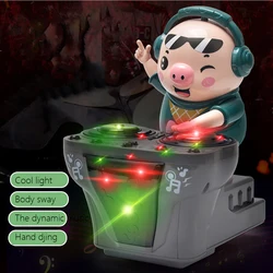 Jouets pour enfants, DJ, musique électrique, cochon, Rock Light, musique amusante, fête, poupée, cochon, danse avec lumières clignotantes, cadeau pour bébé 