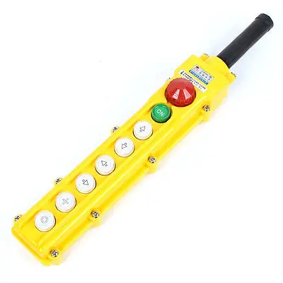 

Hoist Crane Control Station 6 Way Push Button Switch Yellow AC 250V/10A 500V/5A