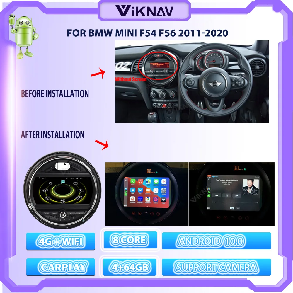 2 Din Android 10.0 Car Radio For BMW Mini F54 F56 2011-2020 Audio Player Multimedia Navigation Wireless Carplay Stereo | Автомобили и
