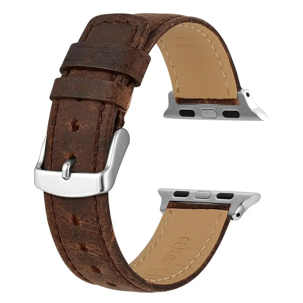 

Anbeer Apple Watch Strap for 38mm 40mm 42mm 44mm,Vintage Leather Band for Iwatch 5 4 3 2 1,Men Bracelet