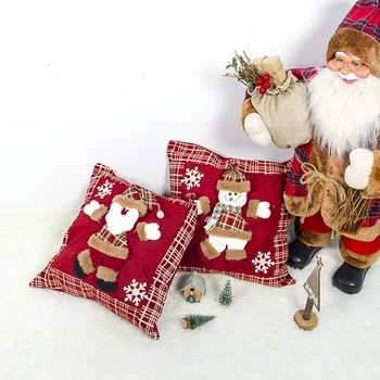 

Pillowcases Merry Christmas Linen Santa Pillow Case Sofa Cushion Cover Home Decoration Kussenhoes Housse De Coussin Cojines