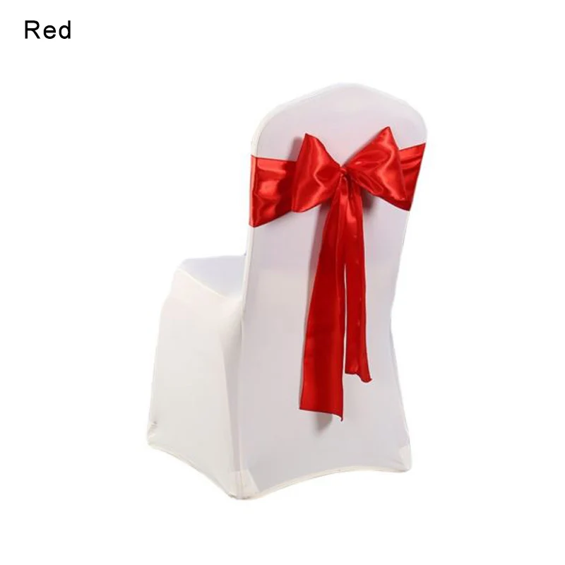 Красный Милые легко моющиеся блестящие атласные ленты крепежная створка стула более широкие более полные банты помолвка Свадебная вечеринка стол стул украшение на заднюю панель - Цвет: Красный