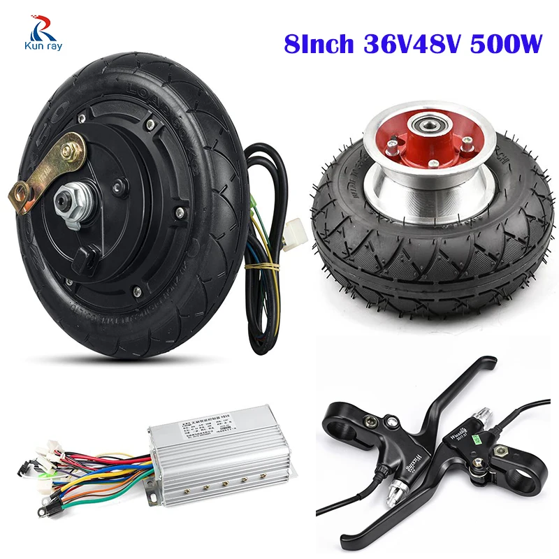 36V 48V 500W Motor Wheel For Scooter Electric Wheel Hub Motor kits Brushless Controller 8 inch, EBike Throttle, Front Wheel - Цвет: 48V 500W