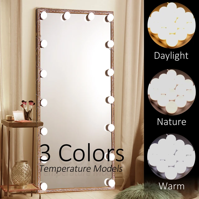 Bombilla LED para espejo de maquillaje, luces de tocador Hollywood, lámpara  de espejo de pared regulable, Kit de 12 bombillas, 3 colores, 2,4,6,10 -  AliExpress