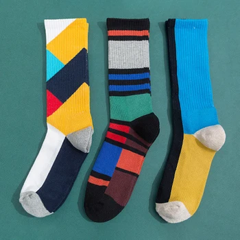 

Hip Hop Men's Socks Patchwork Long Knee Socks Man Cotton Sport Happy Socks Skatebord Calcetines