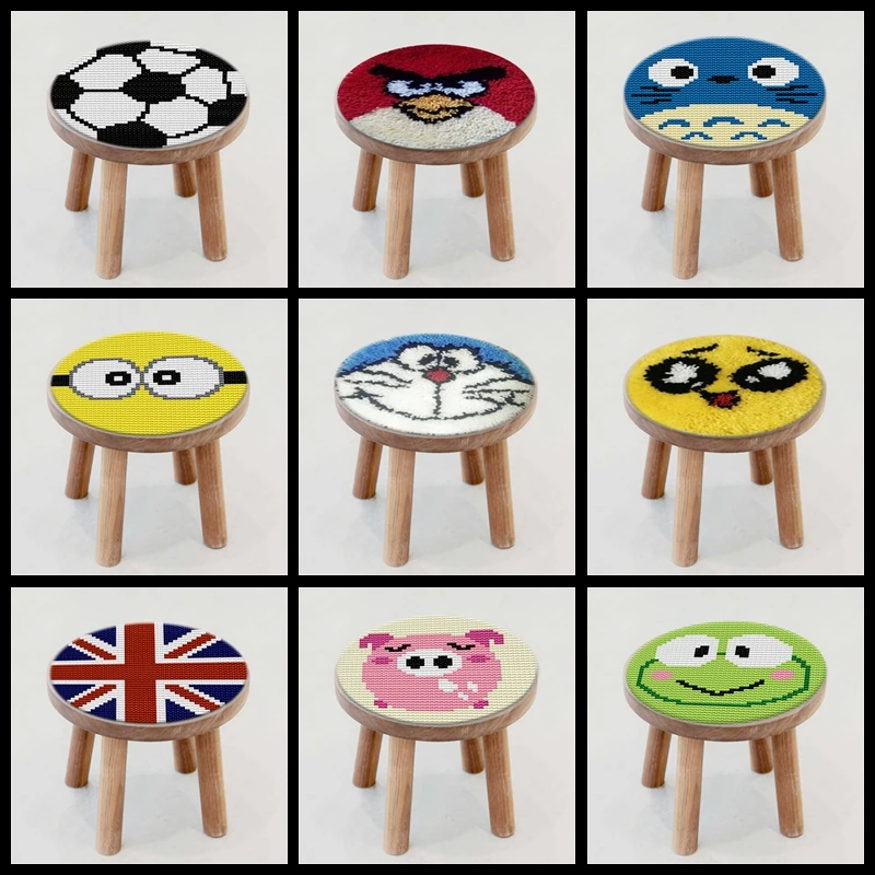 

Cartoon Latch Hook Cat Rug Kits DIY Needlework Button Package Unfinished Crocheting Rug Embroidery Carpet Cushion Mat 27*27cm F