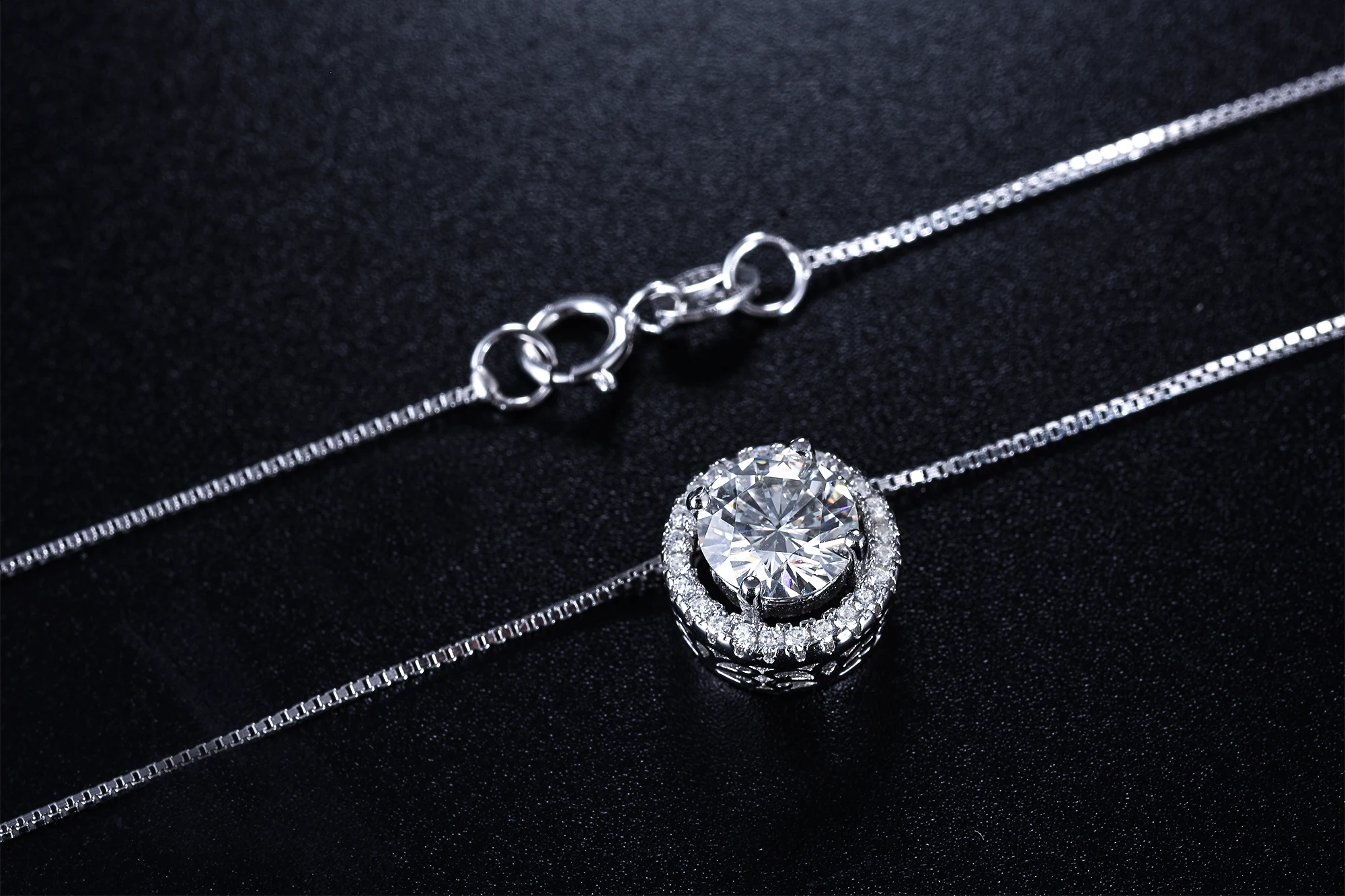 Kkmall магазин круглые серебряные подвески Moissanite 1.00ct Роскошные Подвески Moissanite серьги-гвоздики Moissanite ожерелья