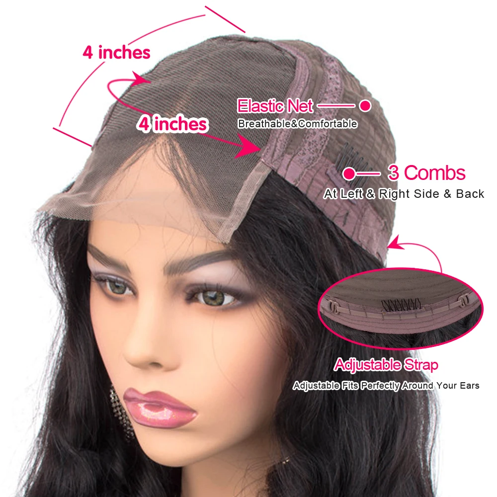 Парики из натуральных волос на шнурках 4*4 BEAUDIVA бразильские Свободные волны человеческие волосы парики с детскими волосами для черных женщин