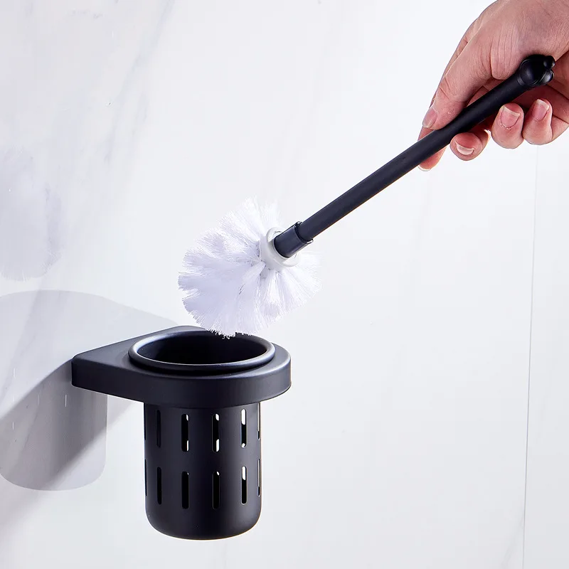 

Punch-free Durable Aluminum Wall Hanging Toilet Hollow Out Brush Holder Set Home Bathroom Closestool Cleaning Brushes Kit