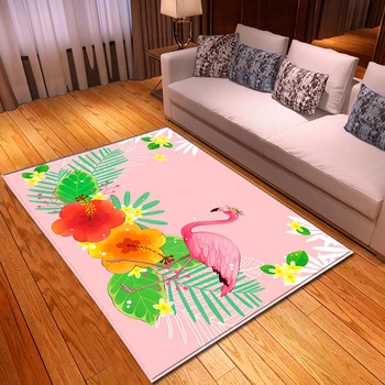 

Nordic Pink Flamingo Carpets Home Decor Bedside Area Rugs Soft Flannel Memory Foam Dining Table Rugs and Carpets for Living Room