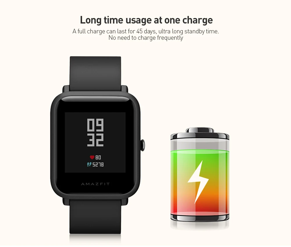 Глобальная версия Huami AMAZFIT Bip Lite Смарт часы 45 дней Срок службы батареи 3 АТМ водонепроницаемый мульти спортивные режимы для iOS Android