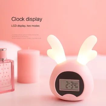 

2020 Amecor Cute Rabbit Alarm Clock Creative Led Digital Snooze Cartoon Electronic Table Desktop Despertador USB Cable Clock