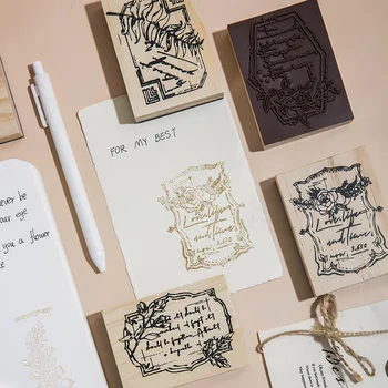 

Vintage Plant Poetry Collection Backgound Wood Stamp Planner Wooden Rubber Stamp Set Diy Scrapbooking Cards Decoration Embossing