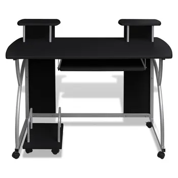 

Computer Desk 74 Cm With A Sliding Keyboard Section Portable Bottom Shelf Black Easy To Clean Compact High-quality Furniture