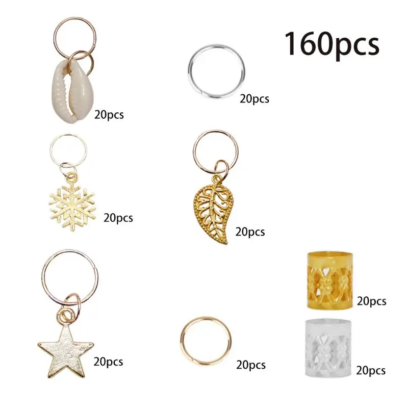 160 шт. DIY Кольца для косичек дреды металлические манжеты бусины несколько стилей для фестиваля вечерние украшения волос аксессуары ювелирные изделия Клип