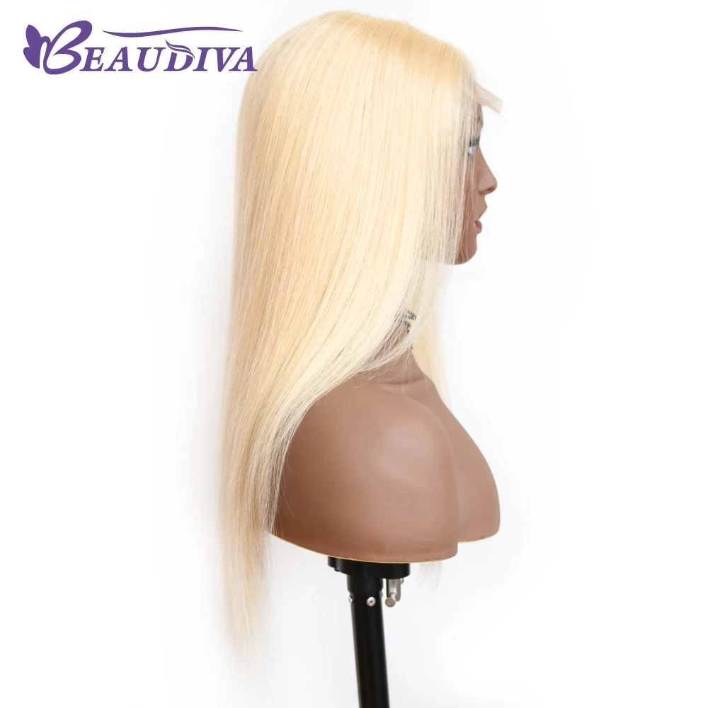 BEAUDIVA#613 блонд парик шнурка бразильские прямые человеческие волосы 4*4 закрытие шнурка человеческие волосы парики