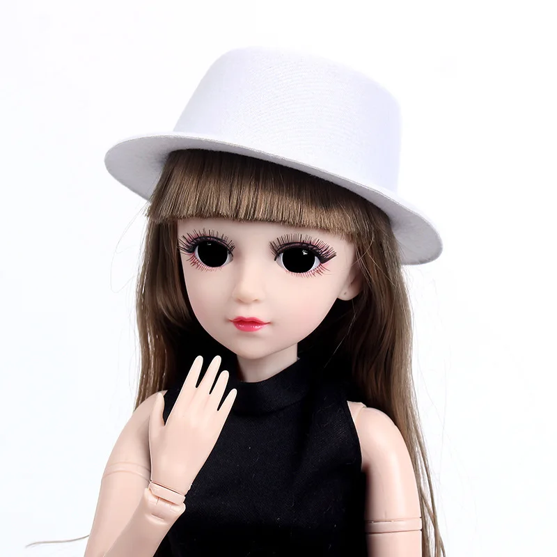 Шапка для кукол аксессуары для 60 см 1/3 BJD кукла круглая шляпа Головной убор одежда аксессуары детские игрушки подарок для девочек - Цвет: white