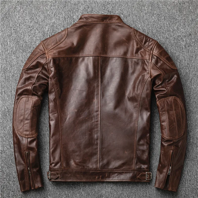 Gratis Verzending. brand Nieuwe Motor Biker Stijl. vintage Bruin Lederen Jas, Mode Heren Tanning Goathide Jas, Verkoop Gratis Verzending. brand Nieuwe Motor Biker Stijl. vintage Bruin Lederen Jas, Mode Heren Tanning Goathide Jas, Verkoop