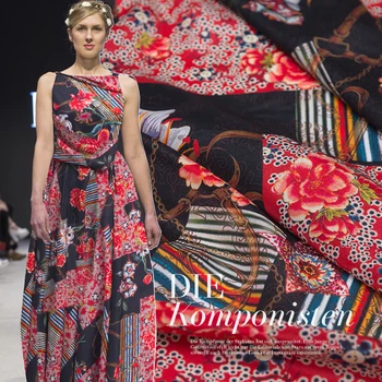

Brand Digital Print 140cm Wide 18Momme 100%silk Crepe Fabric Dress Diy Sewing Real Silk Coth Alibaba Express Spring&summer New