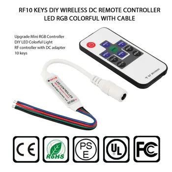 

Professional RF10 Keys DIY Wireless DC 5-24V Remote Controller LED RGB Colorful with Cable Wholesale