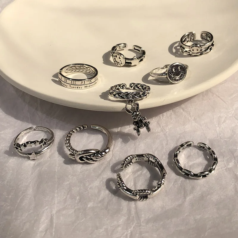 

Creativity Bohemia Geometry Rings Jewelery Set Luxury Advanced Designer High Quality Adjustable Opening Hip Hop Wedding Party