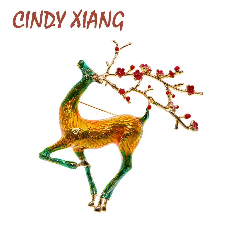 CINDY XIANG красочные эмалированные большие броши с оленями для женщин