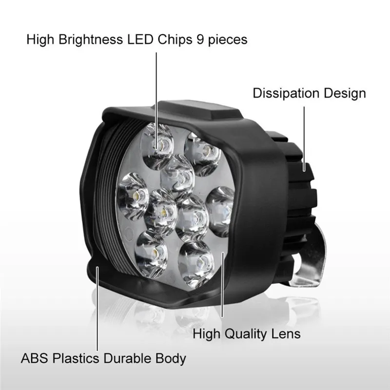 Светодиодный фонарь для мотоцикла, супер яркий, высокая мощность, 9 светодиодный, 6 Вт, белый, фара для вождения, противотуманная фара, рабочий прожектор, 1500lm