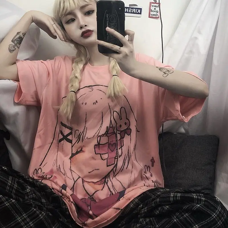 Новинка Япония Харадзюку мультфильм женские футболки длинный дизайн футболка
