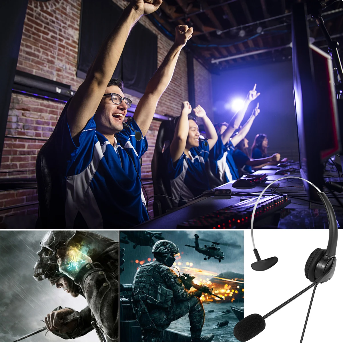 SOONHUA USB Headphone Wired Headset Earphone On Ear Headphones With Noise Concealing Mic For Laptop Desktop Corded Telephone